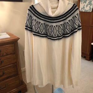 Old Navy knit cowl neck sweater with Nordic print